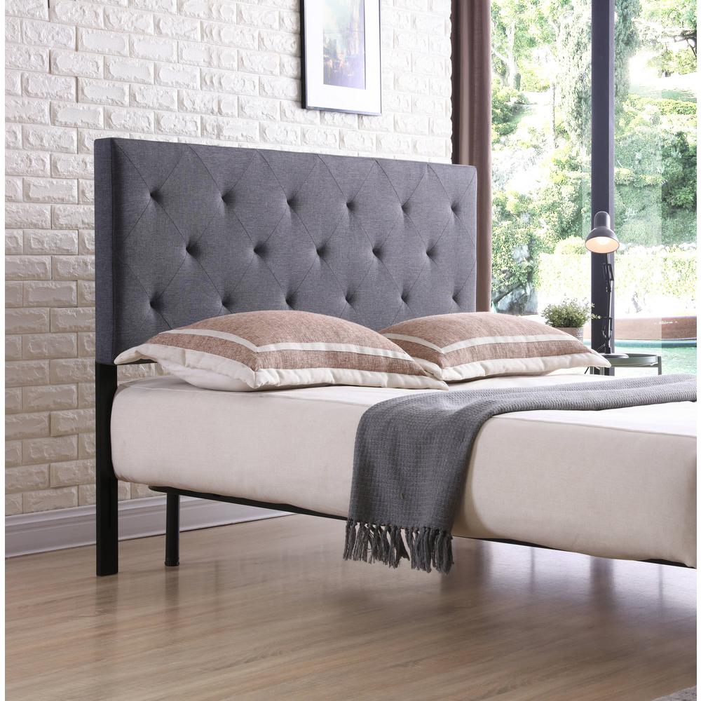 Hodedah Grey King Upholstered Tufted Rectangular Headboard Hihb13 K Grey King Upholstered Tufted Rectangular Headboard
