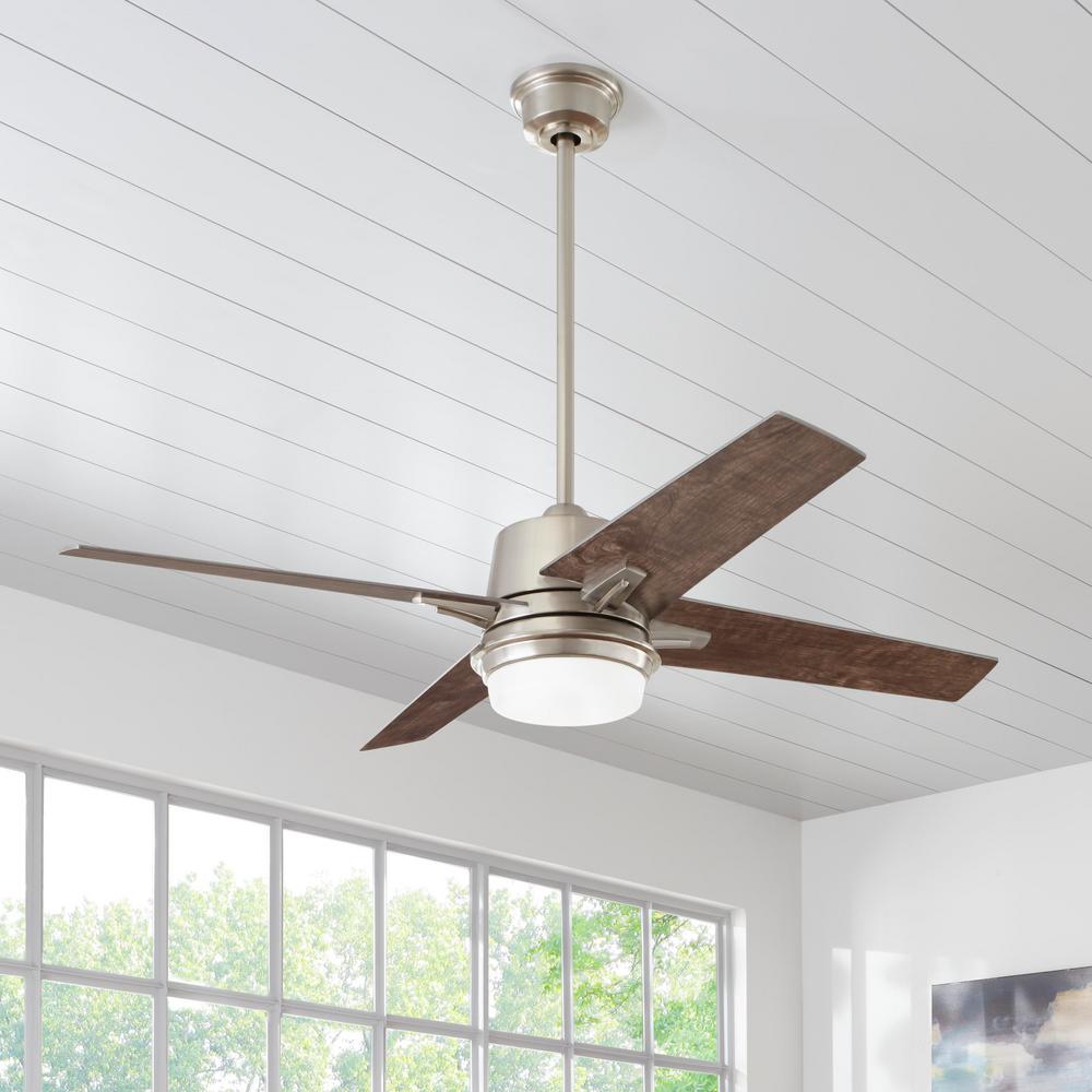 56 inch LED Indoor Burnished Nickel Ceiling Fan with Light Home Decor Modern