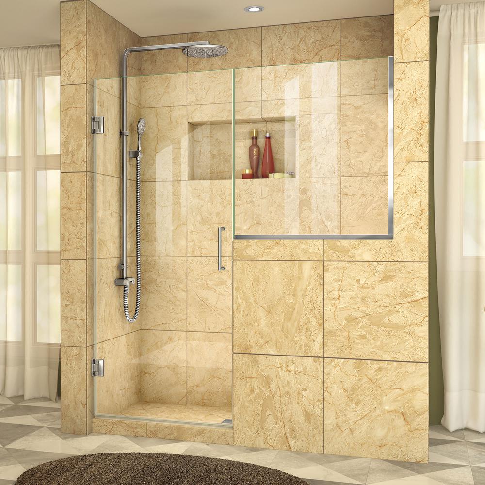 DreamLine Unidoor Plus 59 to 59.5 in. x 72 in. Frameless Hinged Shower ...