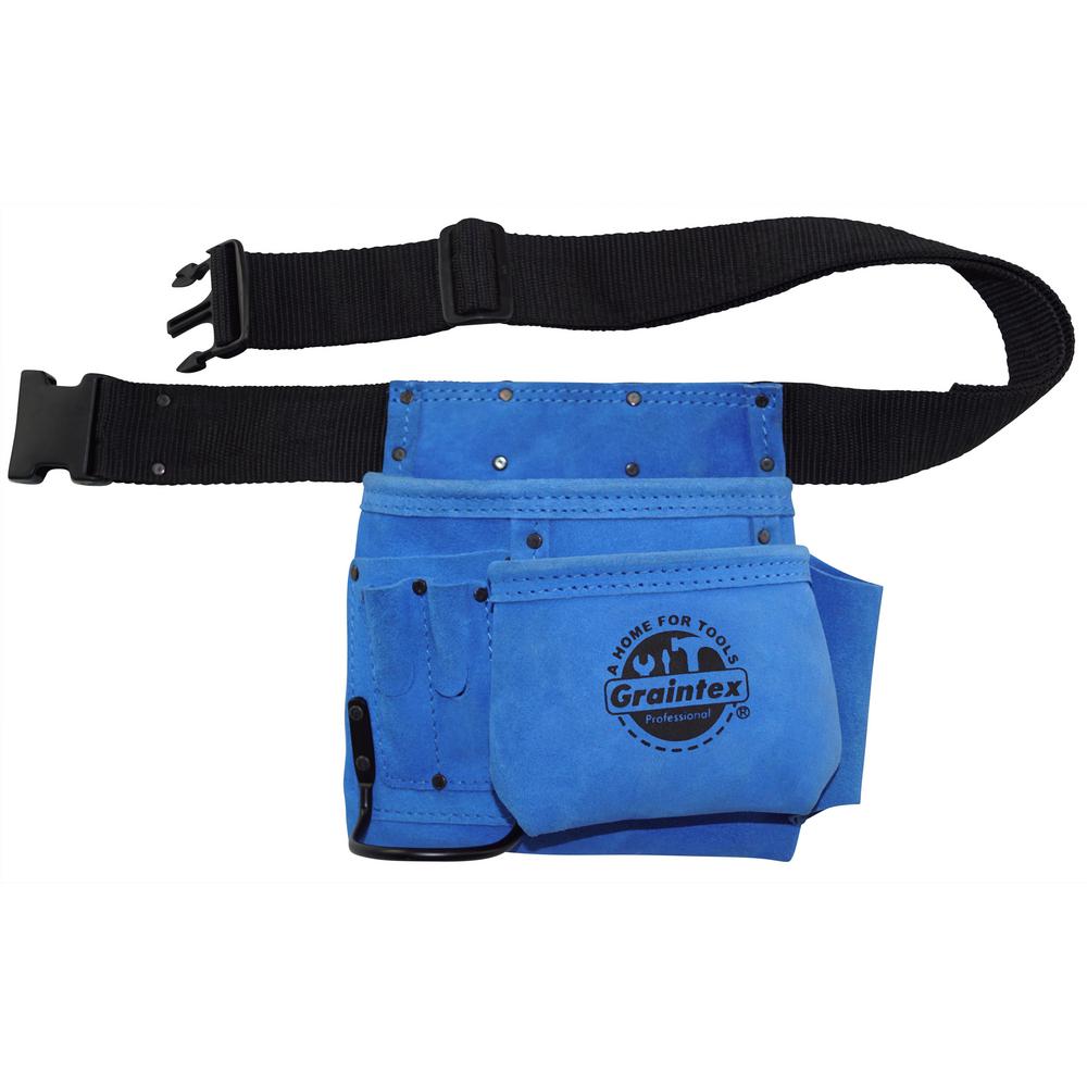 Graintex 5-Pocket Nail and Tool Pouch with Blue Suede Leather Belt ...