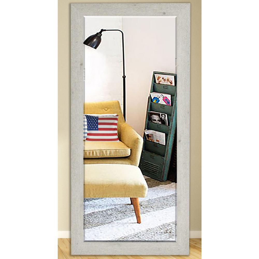32 in. x 65.5 in. White Washed Antique Beveled Full Body MirrorH059BT