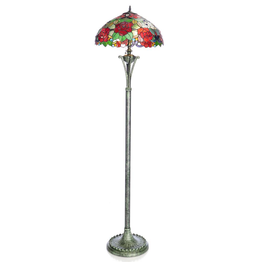 River Of Goods 64 In Multi Colored Floor Lamp With Stained Glass Multi Colored Floor Lamp With Stained Glass Rose Shade