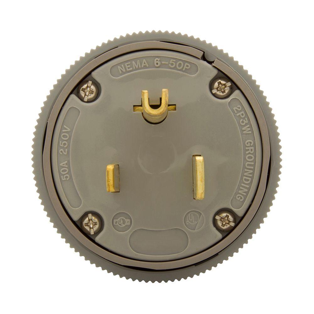 Eaton 50 Amp 250Volt 650 Industrial Power Plug and Connector Gray