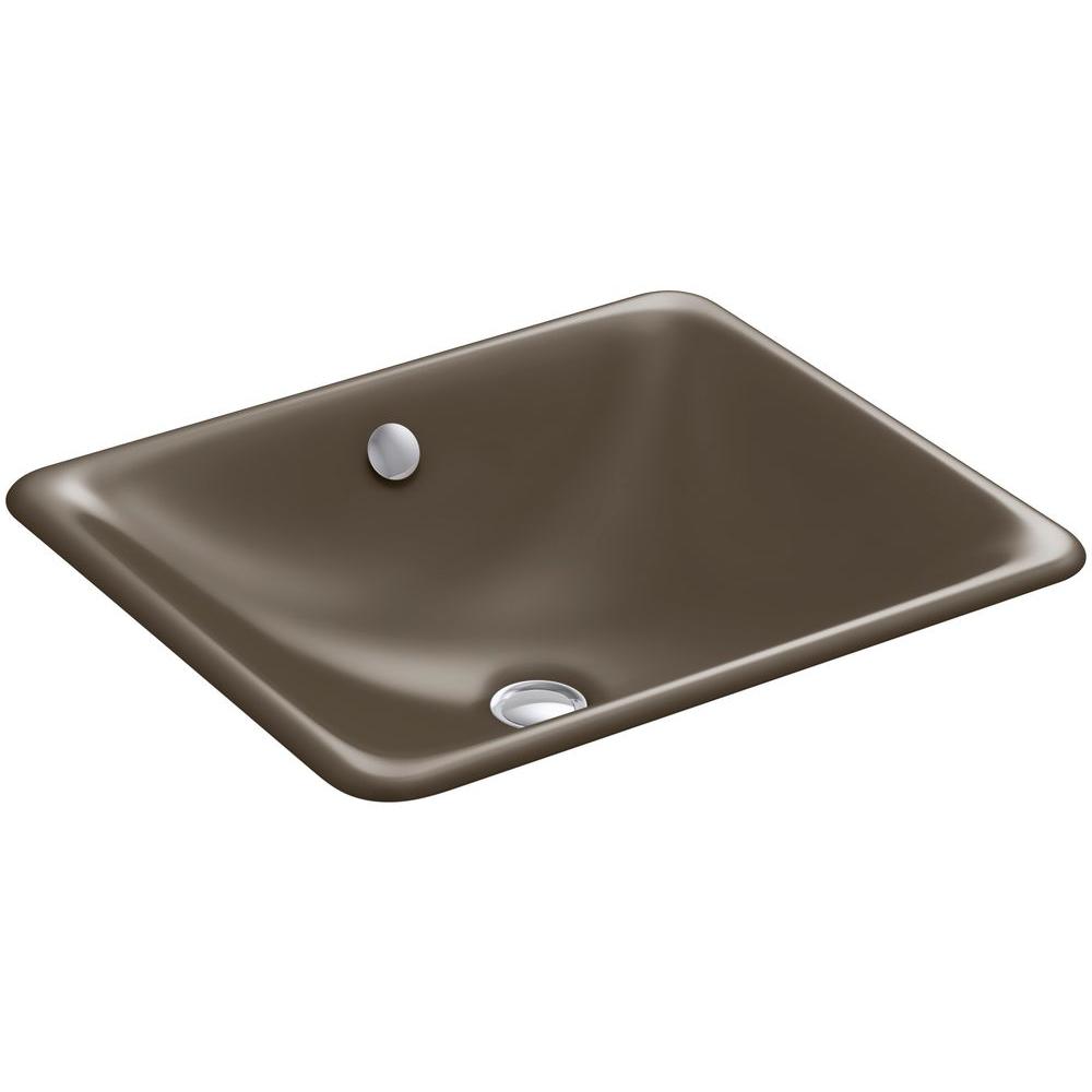 KOHLER Iron Plains Dual Mounted Cast Iron Bathroom Sink In Suede With   Suede Kohler Undermount Bathroom Sinks K 5400 20 64 300 