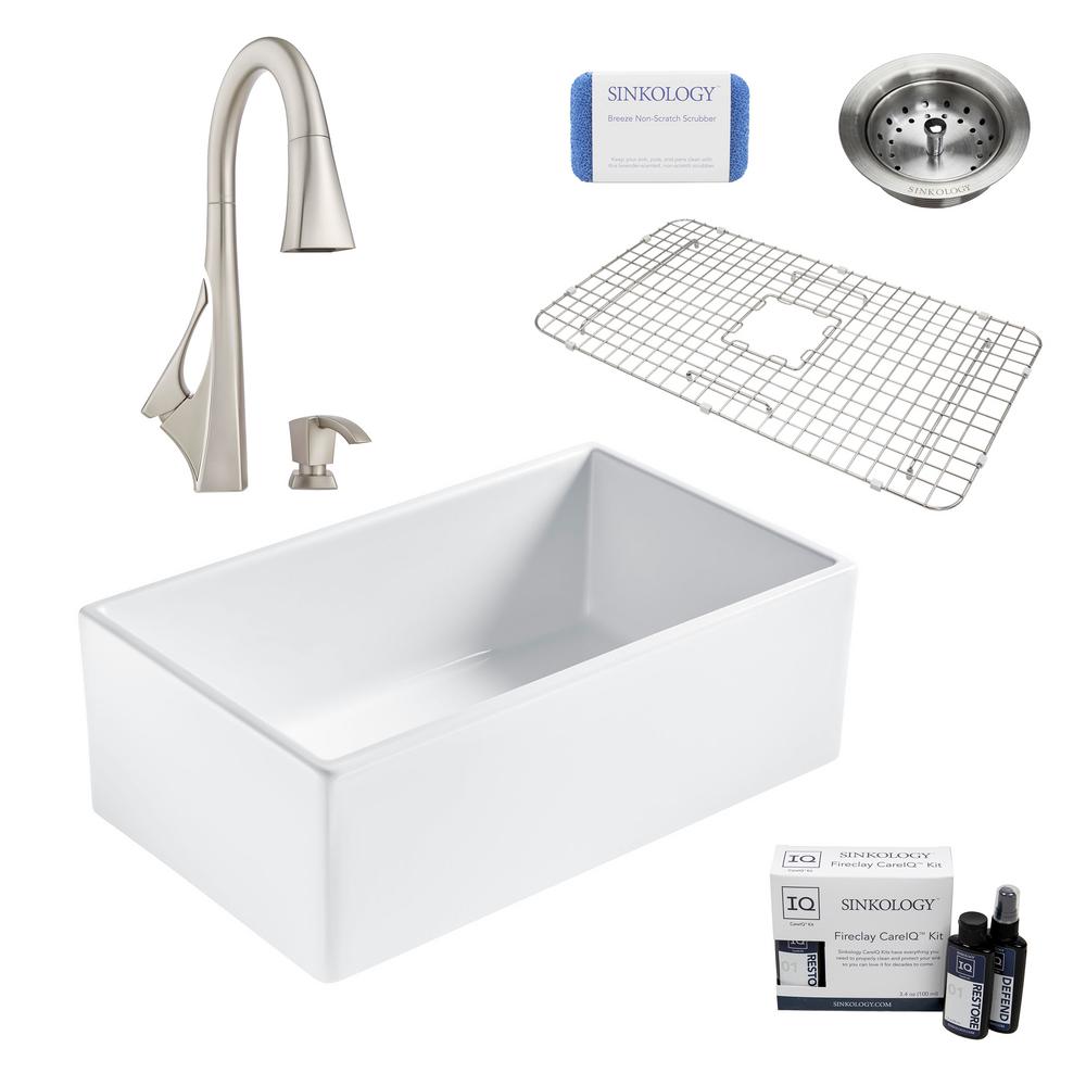Sinkology Bradstreet Ii All In One Farmhouse Fireclay 30 In