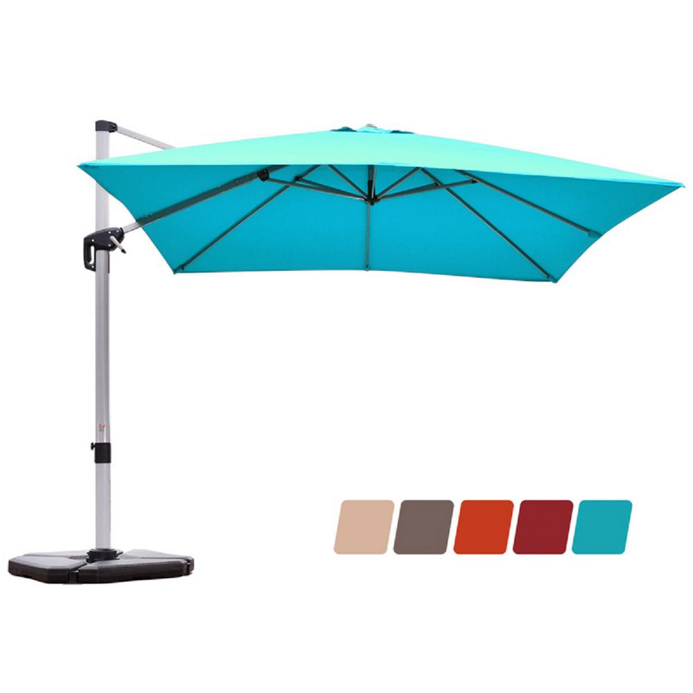 Costway 10 Ft Aluminum Square Cantilever 360 Degree Tilt Patio Umbrella In Blue Op70233ny The Home Depot