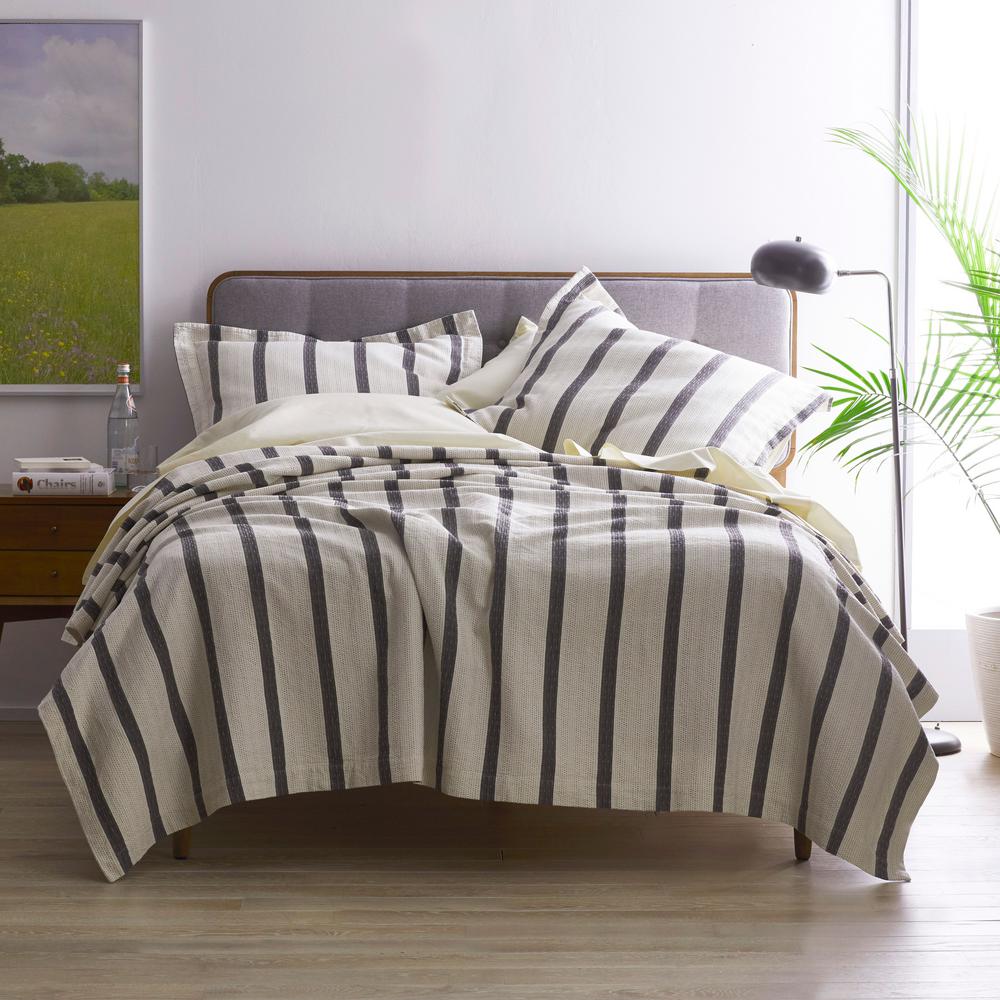 The Company Store Lowry Gray Striped King Textured Cotton