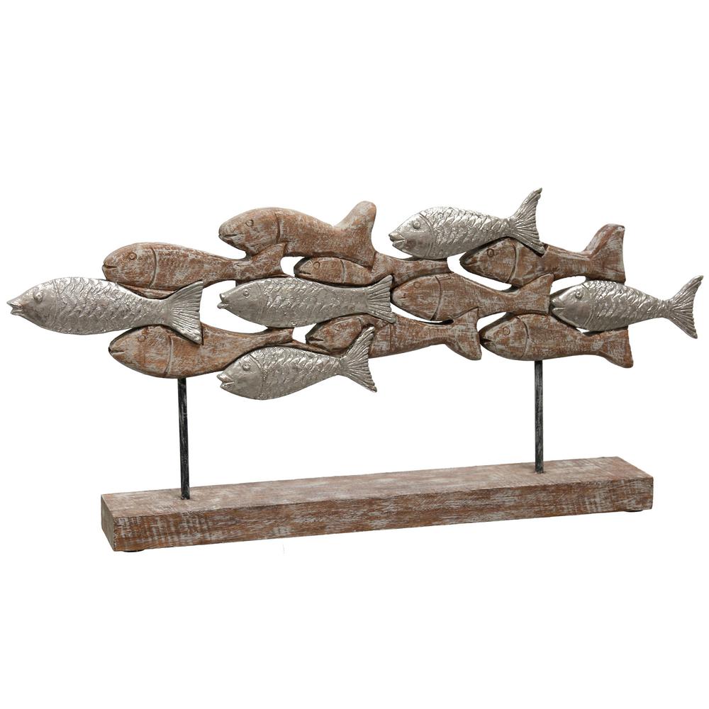 Native School White Wash Silver Carved Wood Table Top Sculpture Native School White Wash Silver Carved Wood Table Top Sculpture