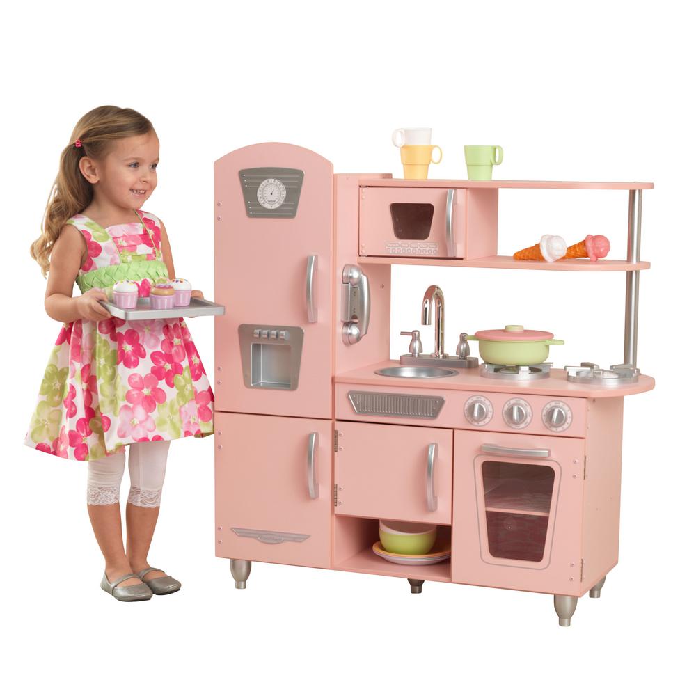 KidKraft Pink Vintage Kitchen Playset 53179 The Home Depot   Kidkraft Pretend Play Toys 53179 64 1000 