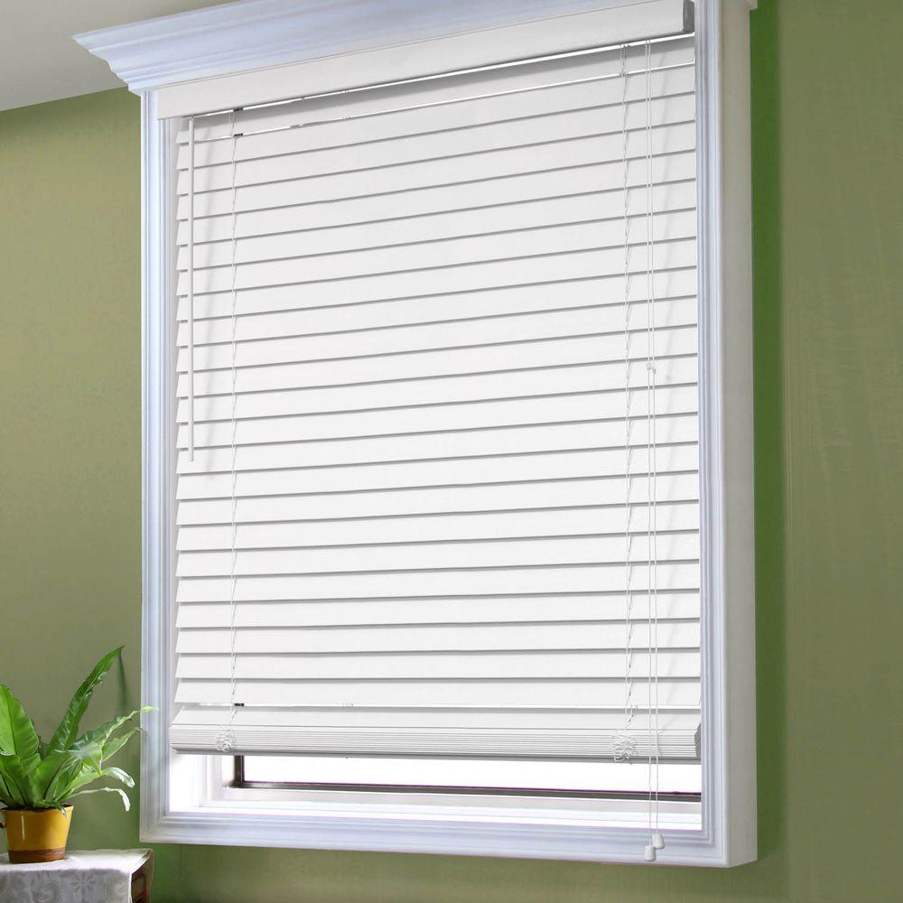 Perfect Lift Window Treatment White 2 in. Textured Faux Wood Blind 20