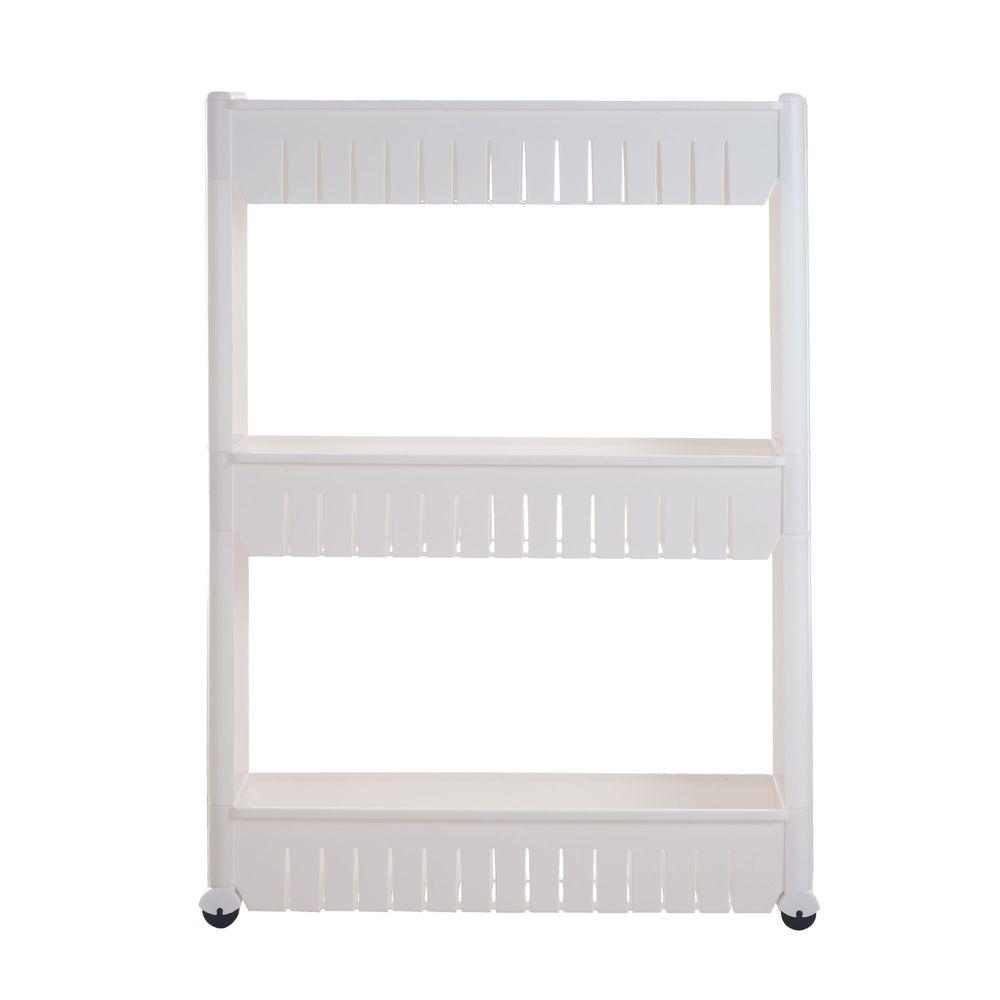 Chef Buddy 3 Tier 4 Wheeled Slim Slide Out Pantry In White 82 3lss