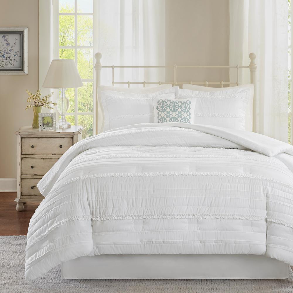 Isabella 5 Piece White Queen Comforter Set Mp10 2527 The Home Depot - Queen Size Bedding Set White Isabella 5 Piece White Queen Comforter Set Mp10 2527 The Home Depot - Queen Size Bedding Set White