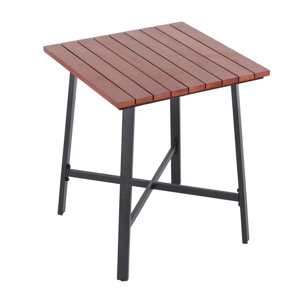 Hampton Bay Plaza Mayor Square Wood Outdoor Bistro Table ...