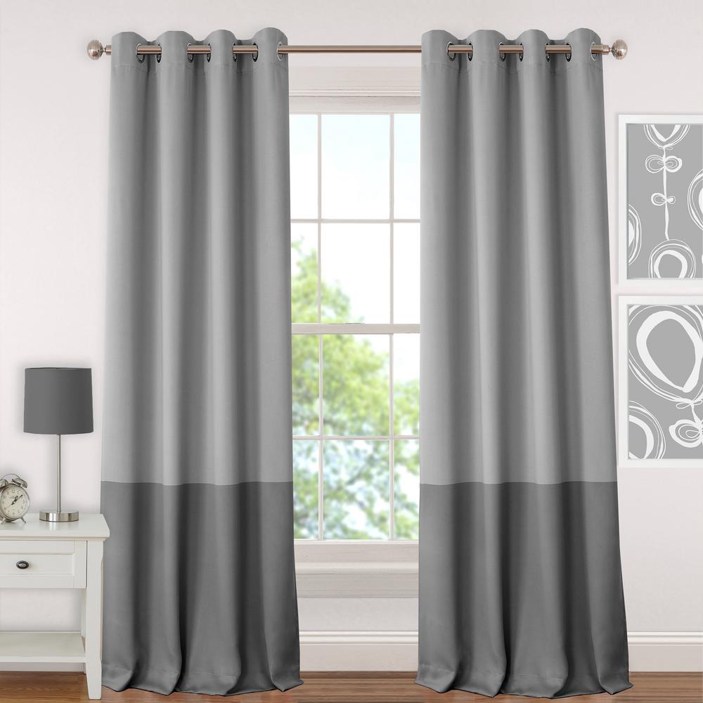 Gray Color Block Curtains Drapes Window Treatments The