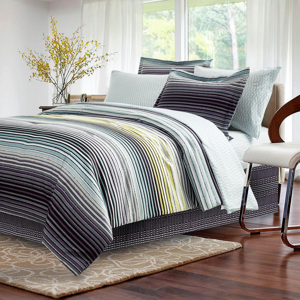Brown Grey Strata 8 Piece Charcoal Queen Bed In A Bag Set