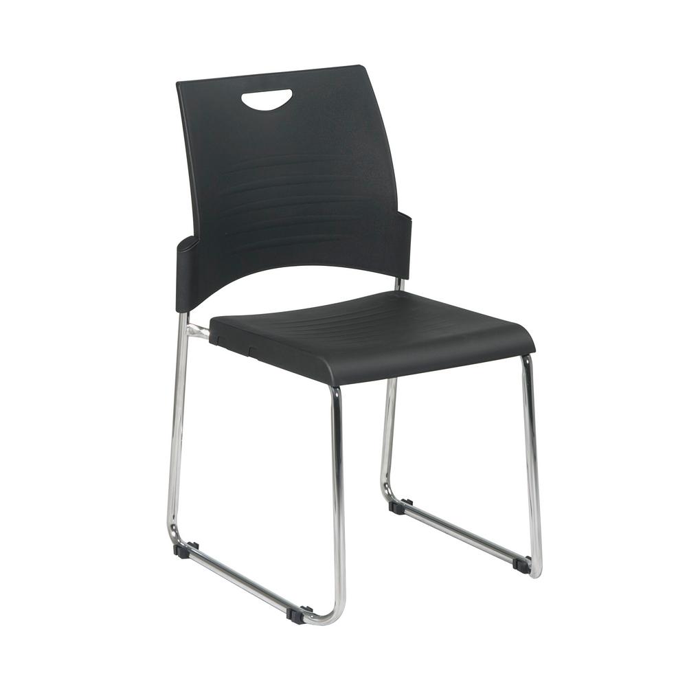 Office Star S Black Straight Leg Stack Chair With Plastic