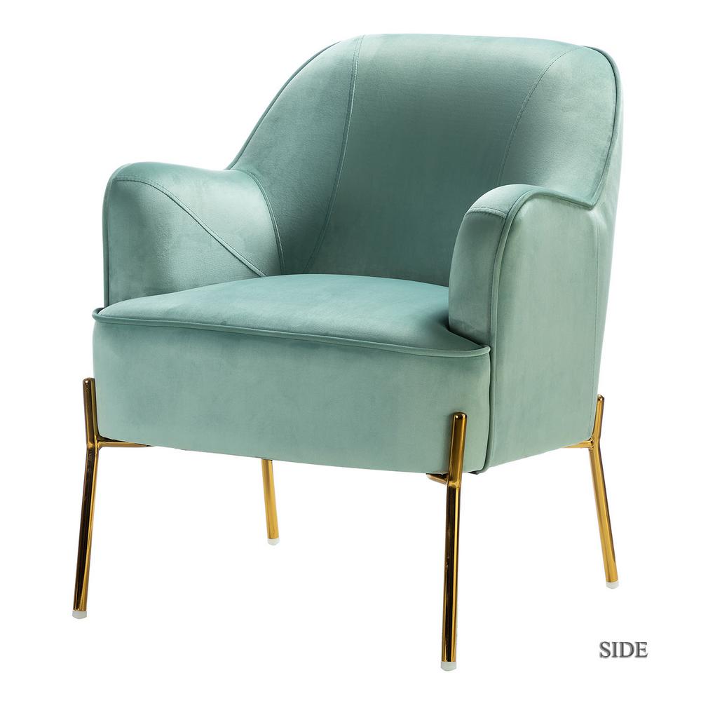 JAYDEN CREATION Nora Teal Gold Metal Leg Velvet Accent Chair-CHM6154A ...