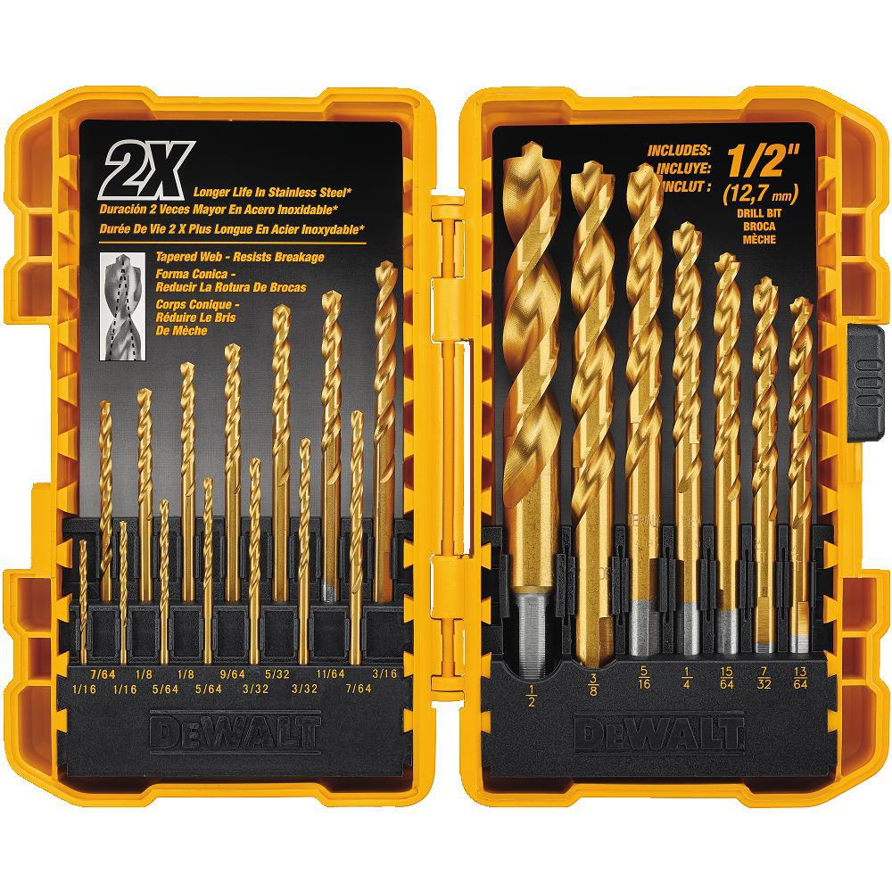 DEWALT Titanium Pilot Point Drill Bit Set (21Piece)DW1361 The Home Depot