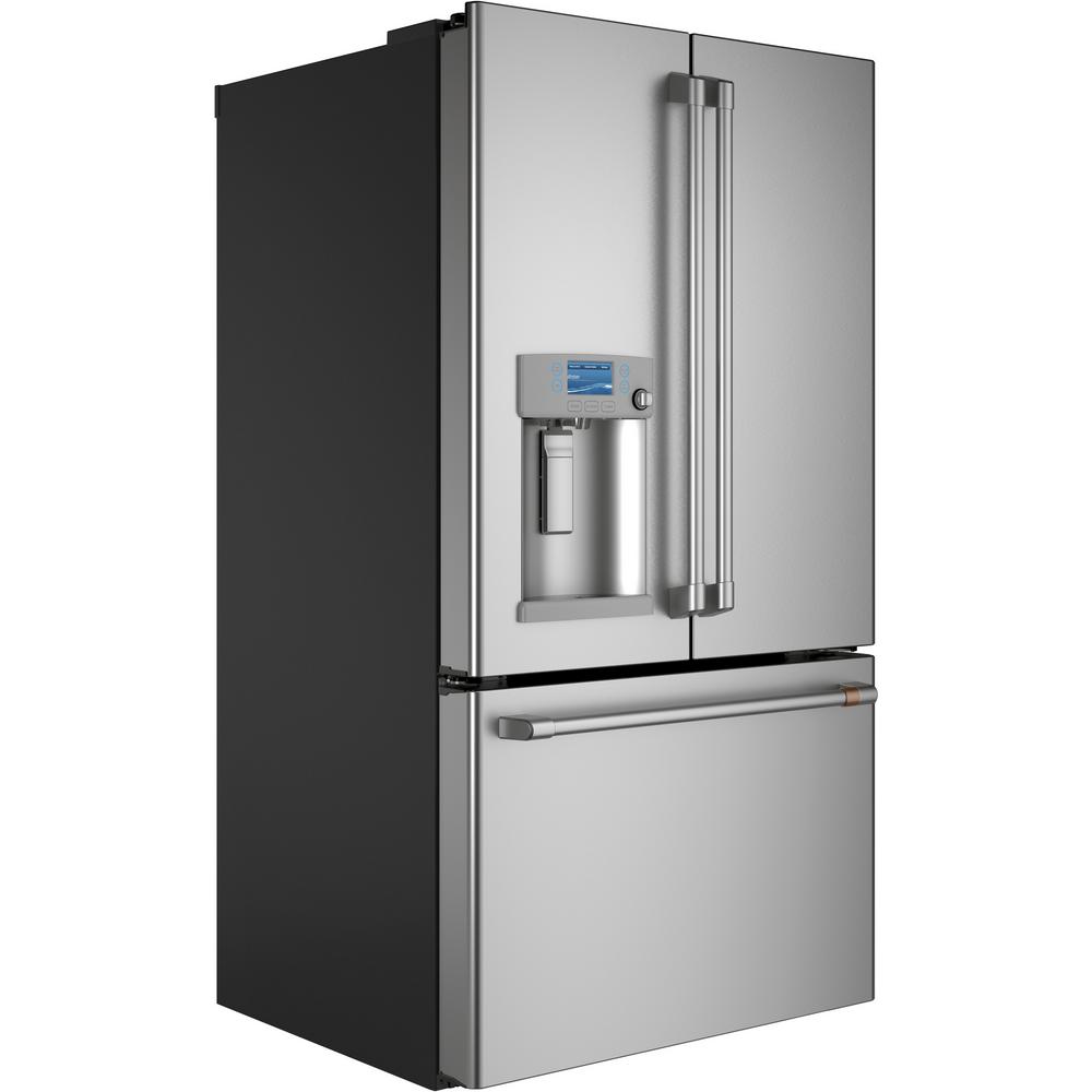 Smart French Door Refrigerator with Hot Water Dispenser in Stainless Steel Cafe CFE28TP2MS1 27.8 cu ft ENERGY STAR