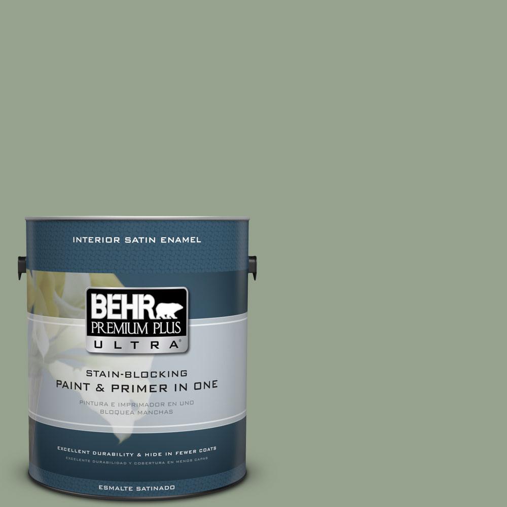 BEHR Premium Plus Ultra 1-gal. #N390-4 Bitter Sage Satin Enamel ...