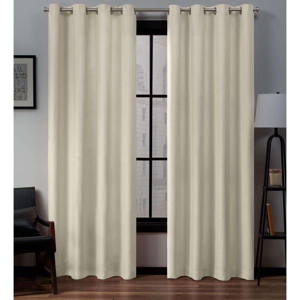 Loha Ivory Light Filtering Grommet Top Curtain Panel 54 in. W x 84 in