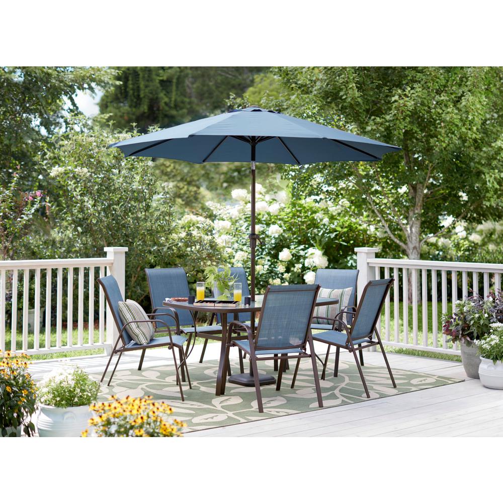 Hampton Bay 7 5 Ft Steel Market Patio Umbrella In Denim Uts00203e Dm The Home Depot