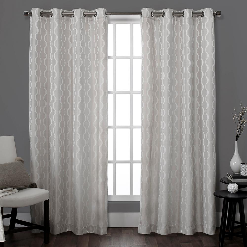 Baroque 54 In. W X 84 In. L Linen Grommet Top Curtain Panel In Dove ...