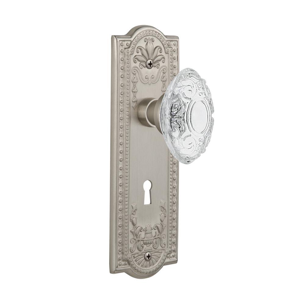 Satin Nickel Nostalgic Warehouse Meadows Plate with Keyhole Victorian Knob Double Dummy