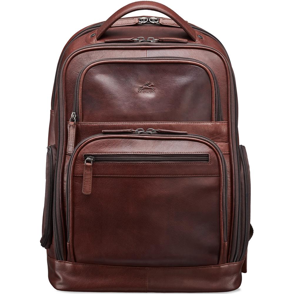 MANCINI Buffalo Collection 15.6 in. Brown Leather Backpack for Laptop ...