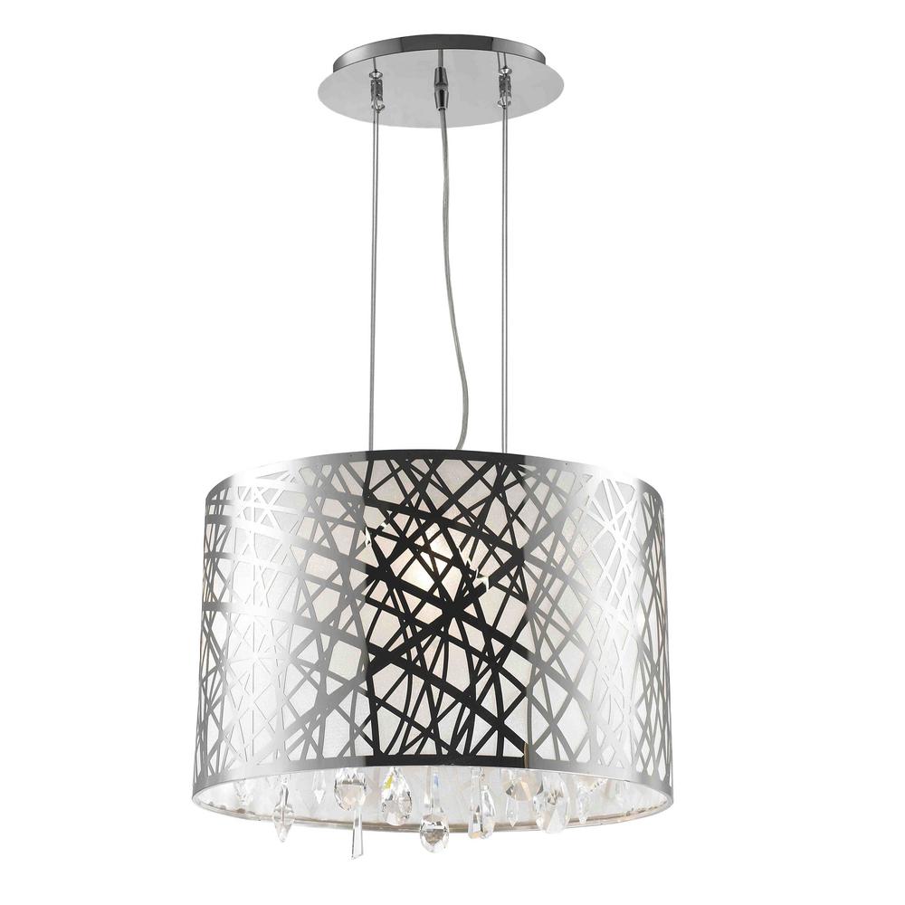 Worldwide Lighting Julie 4 Light Chrome Oval Drum Chandelier With Worldwide Lighting Julie 4 Light Chrome Oval Drum Chandelier With Clear Crystal Shade