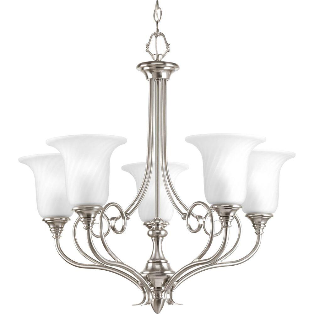 Progress Lighting Chandelier Home Depot Design Ideas Progress Lighting Kensington Collection 5 Light Brushed Nickel Chandelier With Swirled Etched Glass Shade