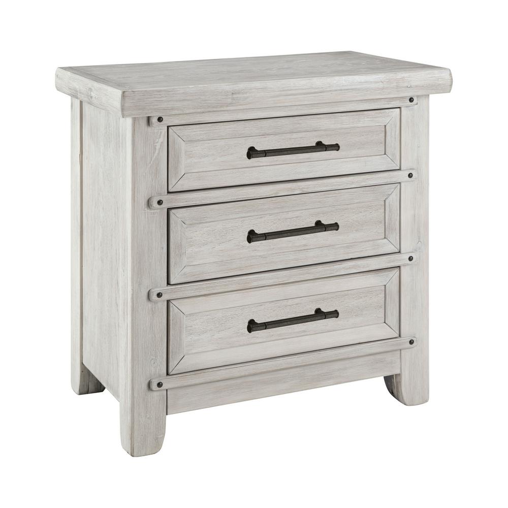 Furniture Of America Carter Antique White 3 Drawer Nightstand With Usb Plug 28 In H X 28 In W X 17 In D Idf 7924n The Home Depot