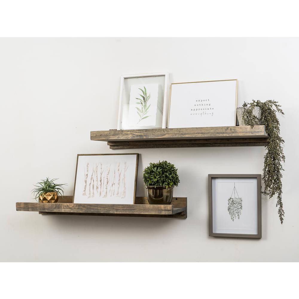 Del Hutson Designs Rustic Luxe 36 in. W x 10 in. D Floating Gray Decorative Shelves (Set of 2