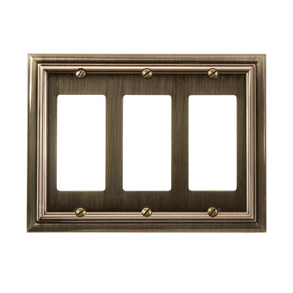 Amerelle Continental 3Decora Wall Plate, Brushed Brass94RRRBB The