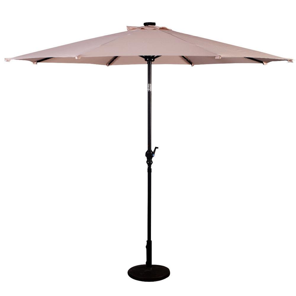 Boyel Living 10 Ft Steel Cantilever Patio Umbrella With Crank And Led Lights In Beige Wf Op2805be The Home Depot