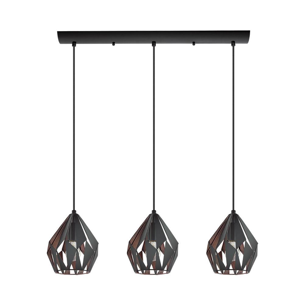 Eglo Carlton 3 Light Black And Copper Pendant 202036a The Home Depot Eglo Carlton 3 Light Black And Copper Pendant