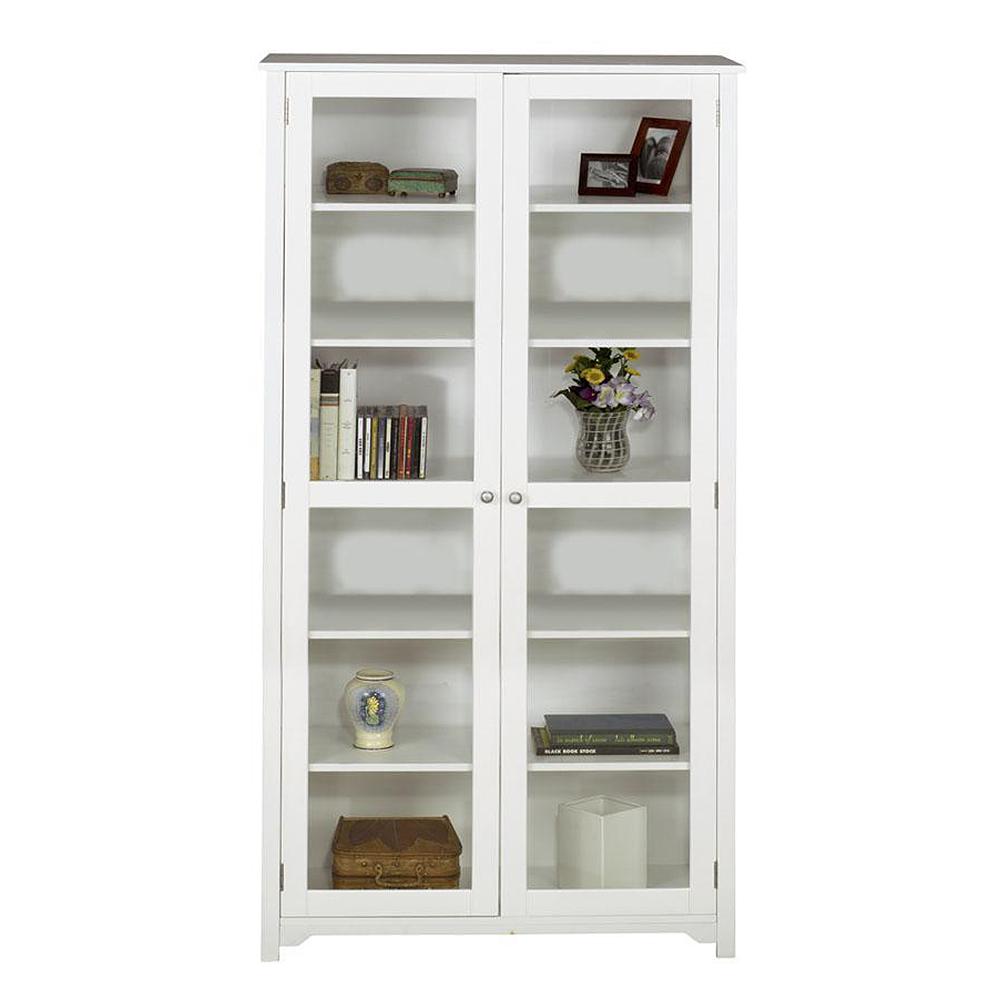 Home Decorators Collection Oxford White Glass Door Bookcase-3012250410 - The Home Depot