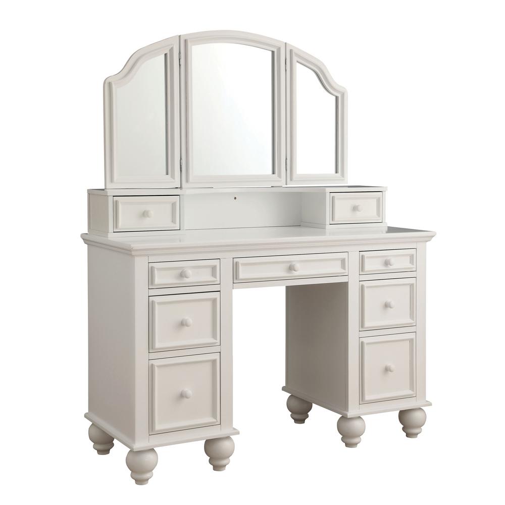 Furniture Of America Zulpo 2 Piece White Tri Panel Mirror Vanity Set Furniture Of America Zulpo 2 Piece White Tri Panel Mirror Vanity Set