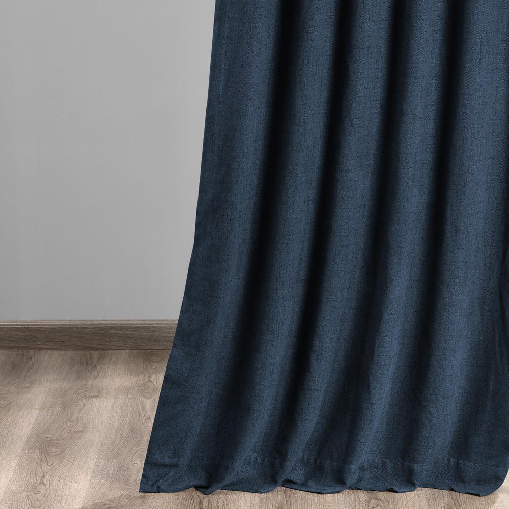 Exclusive Fabrics Furnishings Dark Denim Blue Thermal Room Darkening Heathered Italian Woolen Weave Grommet Curtain 50 In W X 84 In L 1 Panel Fhwlgr The Home Depot