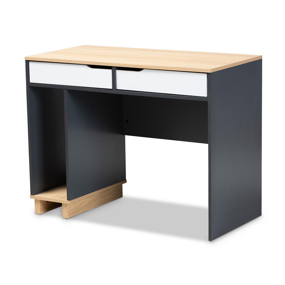 Baxton Studio Reed Gray Computer Desk With 2 Drawer 159 9860 Hd