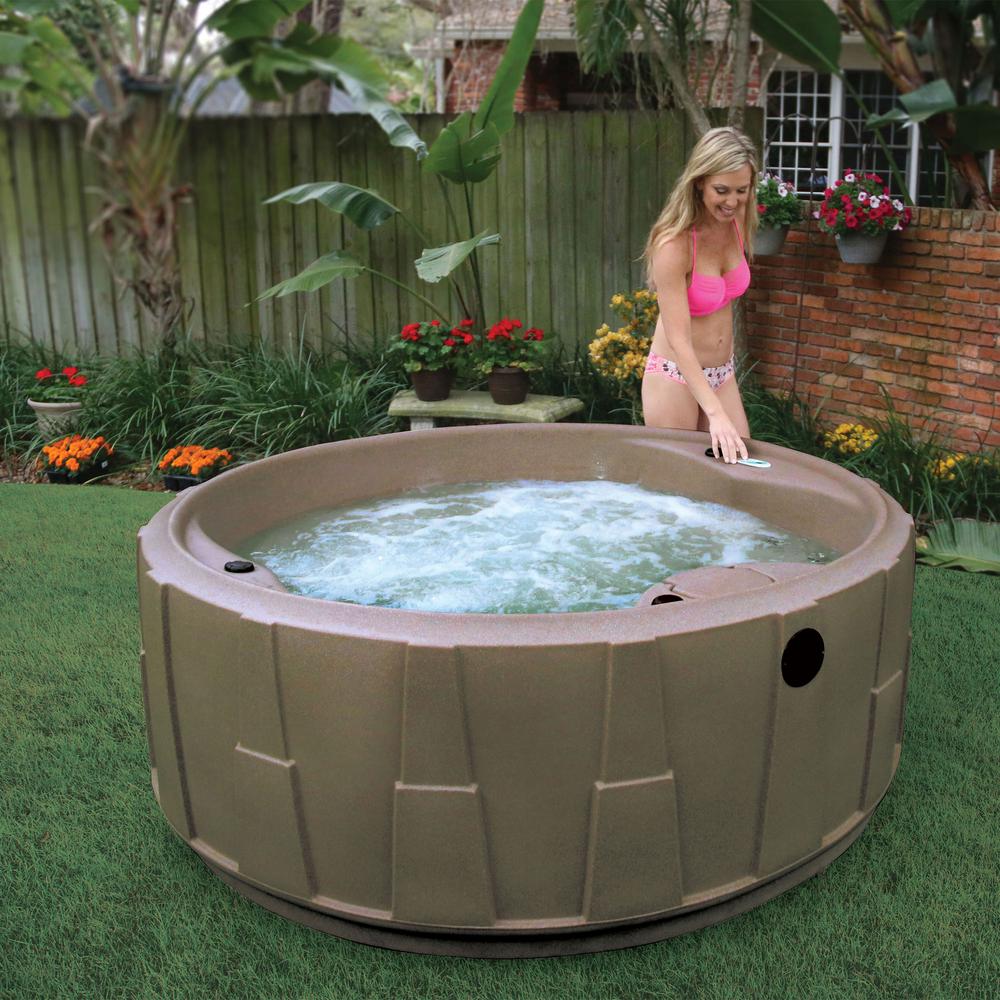 Aquarest Spas Select 200 5 Person Plug And Play Hot Tub With 20 Stainless Jets And Led Waterfall In Brownstone