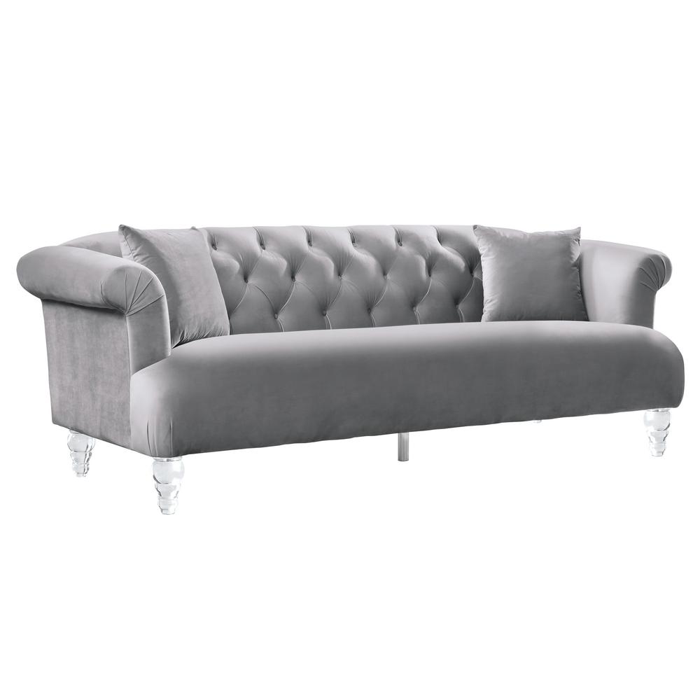 Armen Living Grey Velvet Contemporary Sofa With Armen Living Grey Velvet