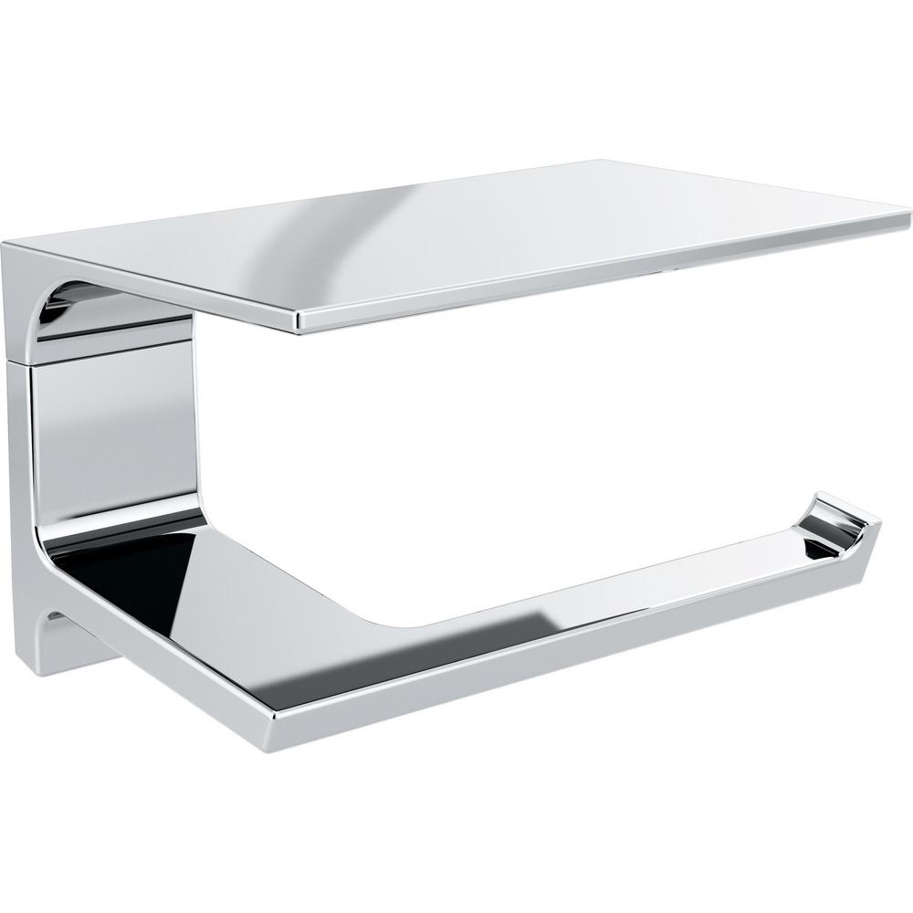 Delta Pivotal Toilet Paper Holder With Shelf In Chrome 79956 The Home Depot