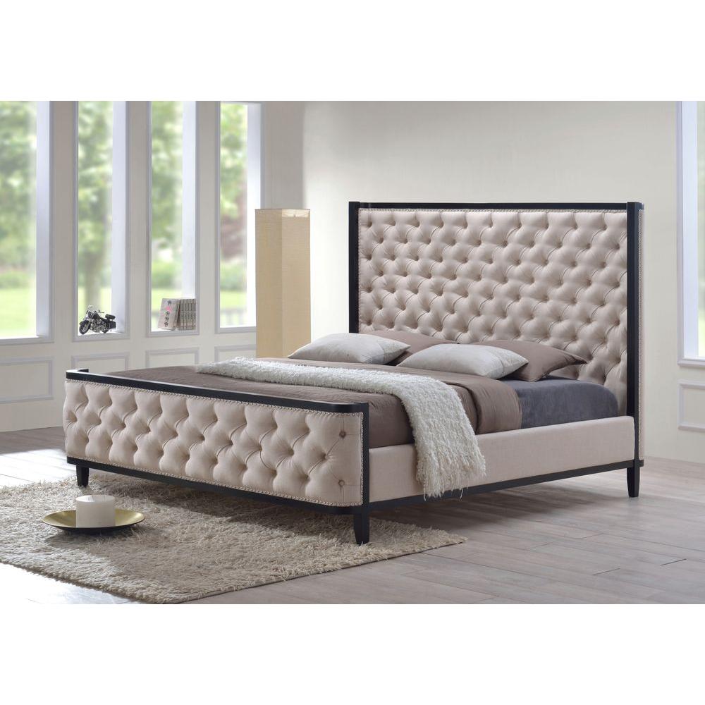 Luxeo Kensington Khaki Queen Upholstered Bed Lux Q6437 Cus The