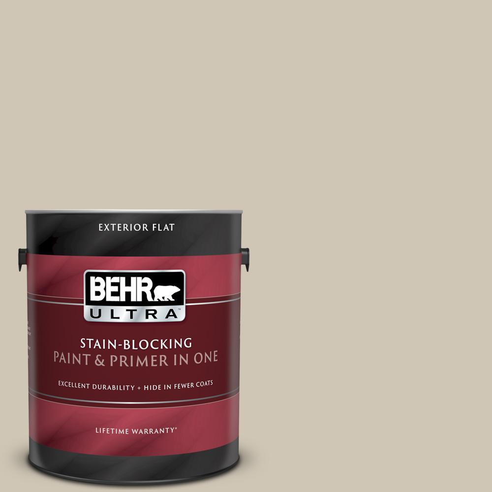 BEHR ULTRA 1 gal. #N310-3 Sandstorm Flat Exterior Paint and Primer in ...