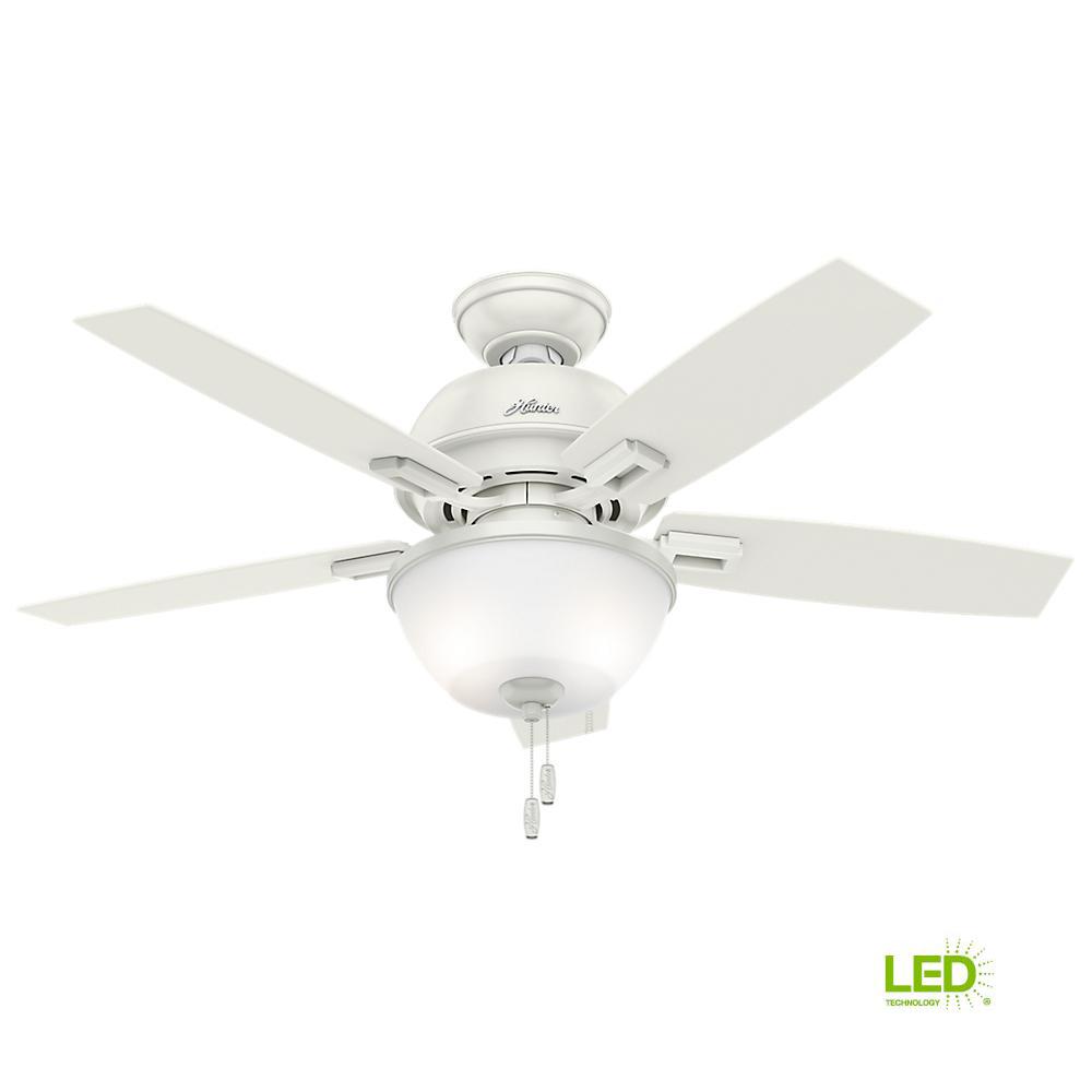 Hunter Donegan 44 In Led Indoor Fresh White Ceiling Fan With Bowl Hunter Donegan 44 In Led Indoor Fresh White Ceiling Fan With Bowl Light Kit