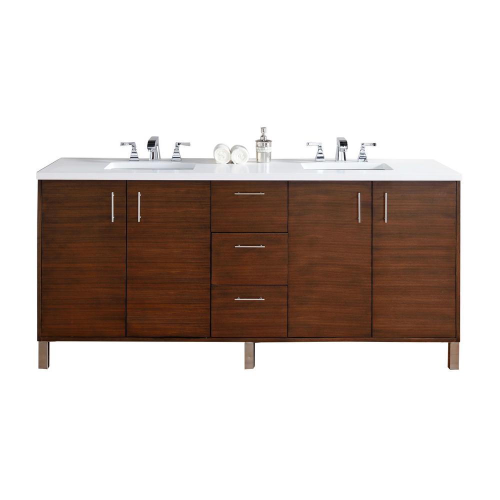 James Martin Signature Vanities Metropolitan 72 In W Double Vanity James Martin Signature Vanities Metropolitan 72 In W Double Vanity American Walnut With Quartz