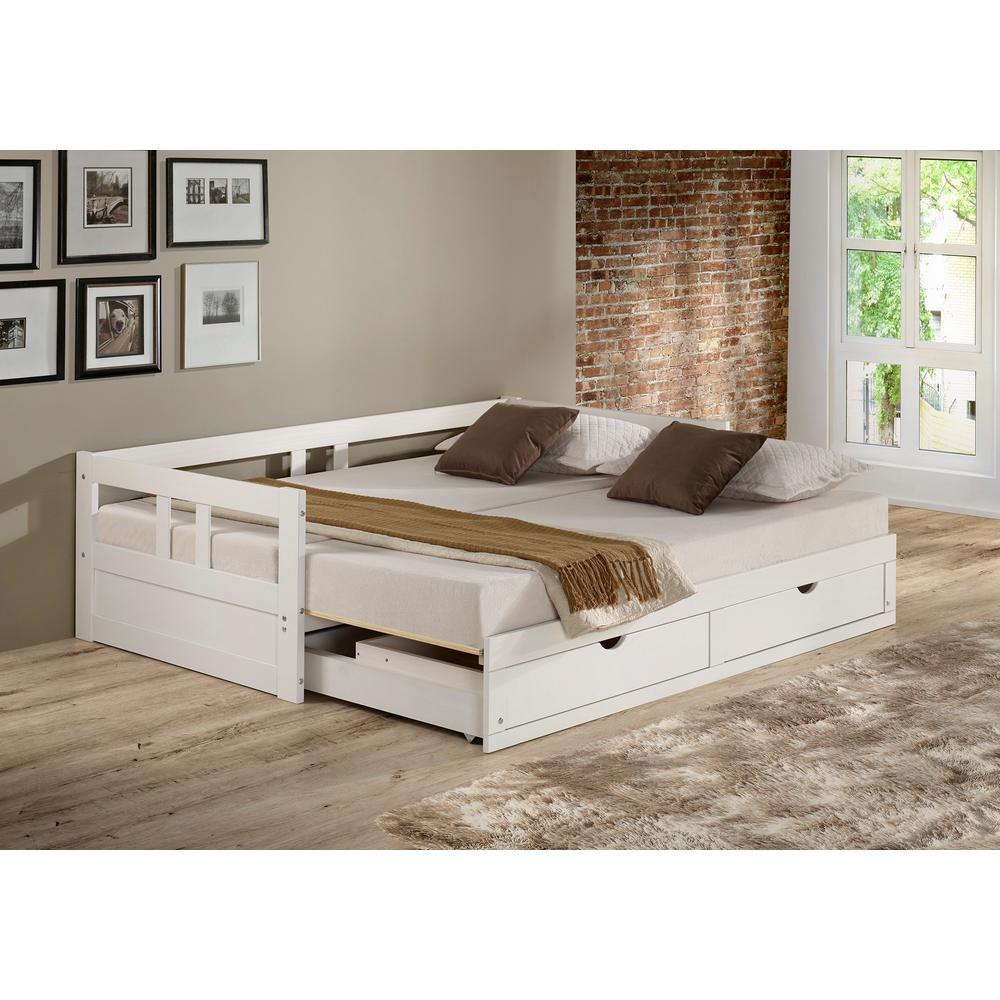 Alaterre Furniture Melody White Twin To King Bed With Under Bed