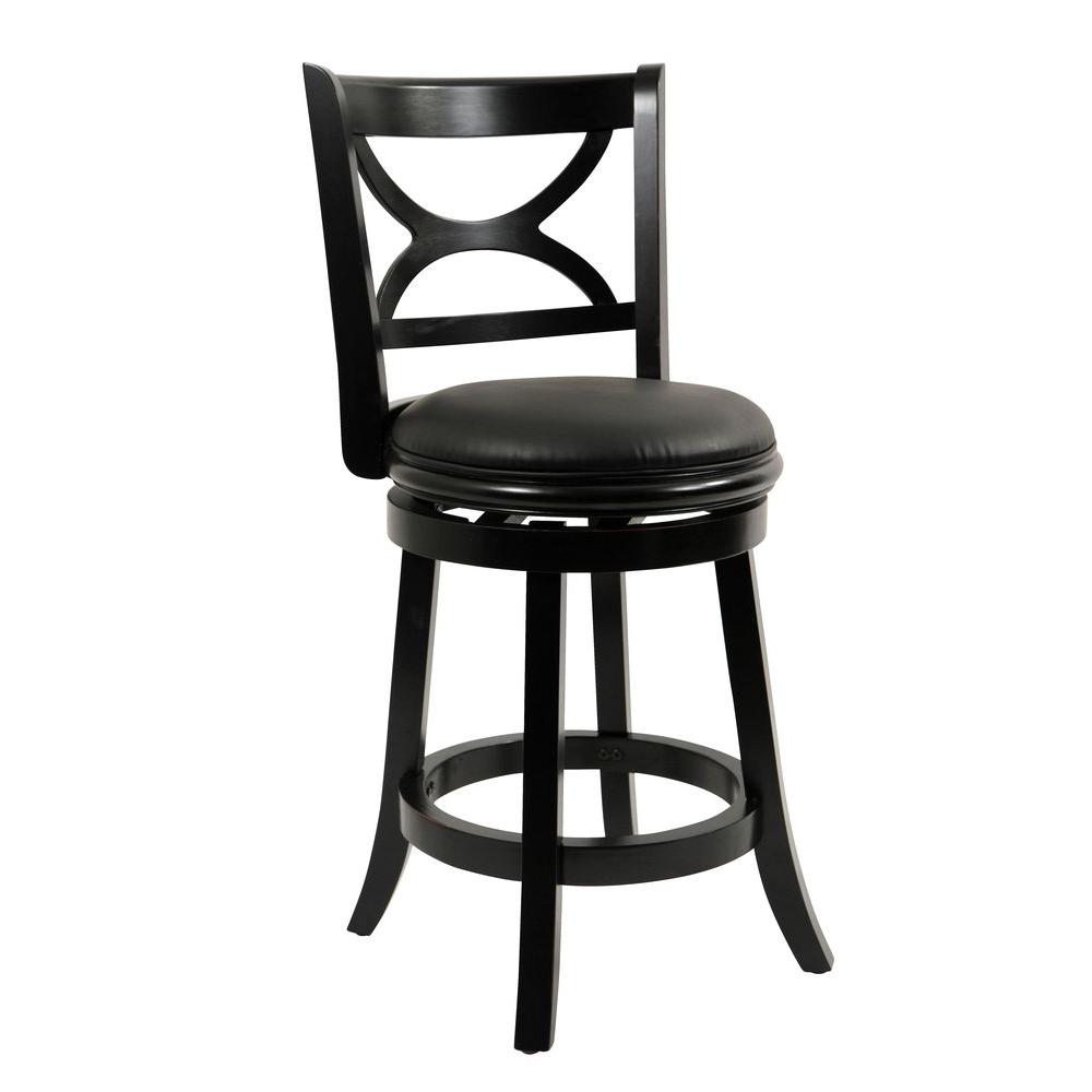 boraam florence 24 in black swivel cushioned bar stool45724  the home  depot