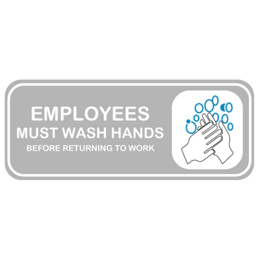 Promodor 8 in. x 4 in. Plastic Rectangular Employees Must Wash Hands ...